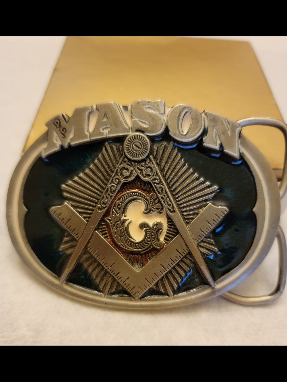 Vintage 1985 C+J Masonic Mason Belt Buckle
